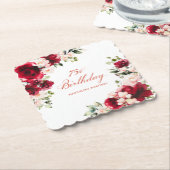 75. Geburtstagsparty Rosa Blumenmuster Custom Untersetzer (angewinkelt)