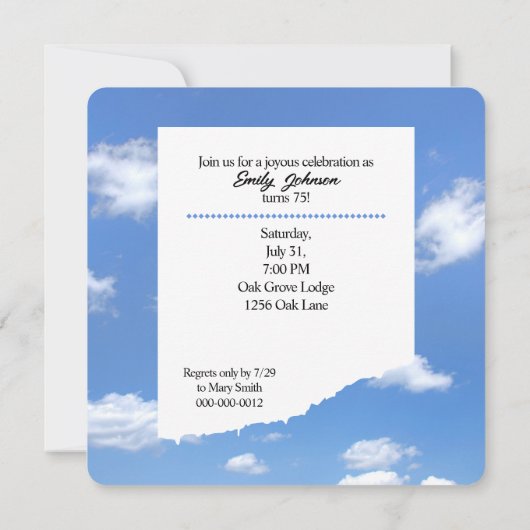75. Geburtstagsparty Sommersonne Einladung (Rückseite)