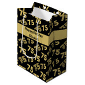 75. Glücklicher Geburtsname Personalisiert Mittlere Geschenktüte (Vorderseite Schrägansicht)