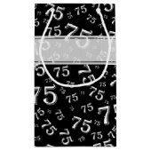 75. Happy Birthday Black/White Number Pattern Kleine Geschenktüte (Rückseite)
