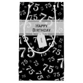 75. Happy Birthday Black/White Number Pattern Kleine Geschenktüte (Vorderseite)