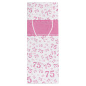 75. Happy Birthday Pink/White Number Pattern Geschenktüte Für Weinflaschen (Rückseite)