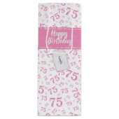 75. Happy Birthday Pink/White Number Pattern Geschenktüte Für Weinflaschen (Vorderseite)