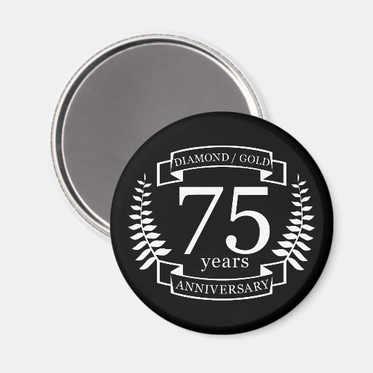 75. Hochzeit JAHRESTAG DIAMOND GOLD Magnet (Vorderseite/Rückseite)