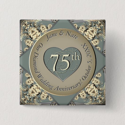 75. Hochzeits-Diamant-Jubiläum Button (Vorderseite)