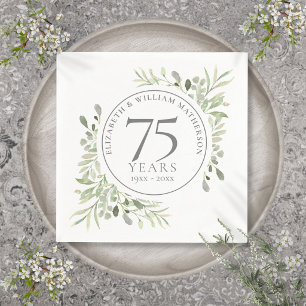 75. Hochzeitsjubiläum Grün Wasserfarbe Serviette