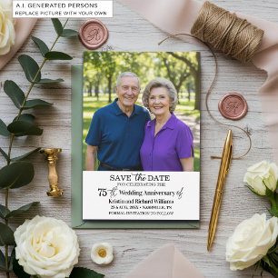 75. Hochzeitsjubiläum Save-the-Date-Foto Mitteilungskarte