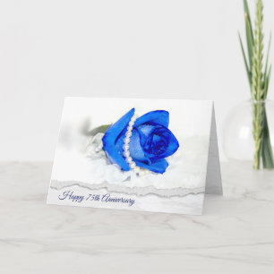 75. Hochzeitstag Blaue Rose und Perlen Karte