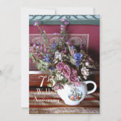 75. Hochzeitstag Einladung zum Vintagen Teapot (Vorderseite)