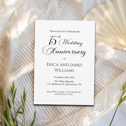 75. Hochzeitstag Elegantes Skript Einladung
