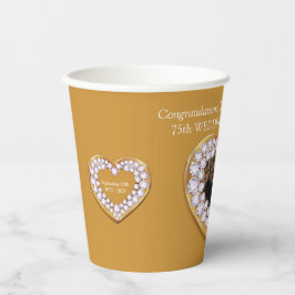 75. Hochzeitstag Foto Gold und Diamanten Pappbecher