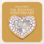 75. Hochzeitstag Herz Foto Untersetzer (Vorderseite)