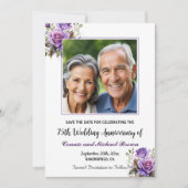 75. Hochzeitstag Lila Rose Foto Save The Date (Vorderseite)