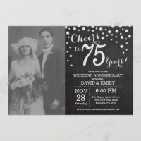 75. Hochzeitstag Schwarzes Silber Chalkboard