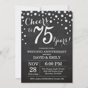 75. Hochzeitstag Tafel Schwarz Silber Einladung