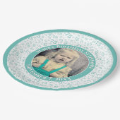 75 Ihr Foto Random Number Pattern Aquamarin/weiß Pappteller (Schrägansicht)