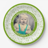 75 Ihr Foto Random Number Pattern Grün/Weiß Pappteller (Vorderseite)