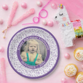 75 Ihr Foto Random Number Pattern Lila/weiß Pappteller (Party)