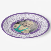 75 Ihr Foto Random Number Pattern Lila/weiß Pappteller (Schrägansicht)