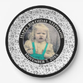 75 Ihr Foto Random Number Pattern Schwarz/Weiß Pappteller (Vorderseite)