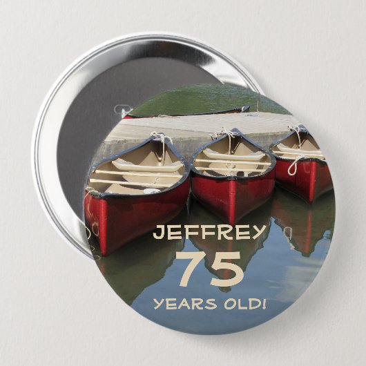 75 Jahre alt, Drei rote Kanus Button Button (Vorne & Hinten)