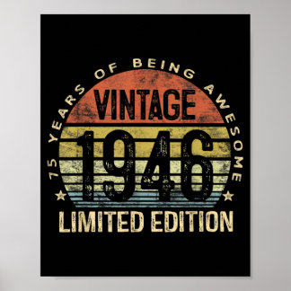 75 Jahre alte Geschenke Vintag 1946 Geburtstag Poster