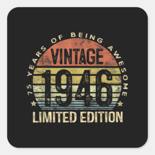 75 Jahre alte Geschenke Vintag 1946 Geburtstag Quadratischer Aufkleber