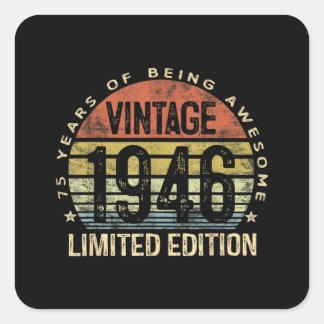 75 Jahre alte Geschenke Vintag 1946 Geburtstag Quadratischer Aufkleber