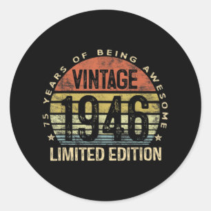 75 Jahre alte Geschenke Vintag 1946 Geburtstag Runder Aufkleber