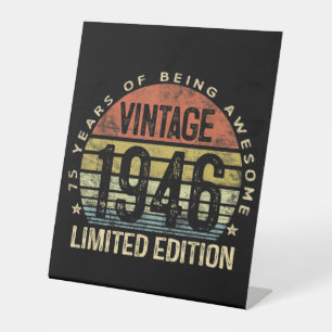 75 Jahre alte Geschenke Vintag 1946 Geburtstag Sockelschild