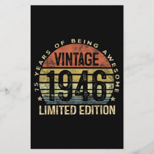75 Jahre alte Geschenke Vintage 1946 Geburtstag Briefpapier