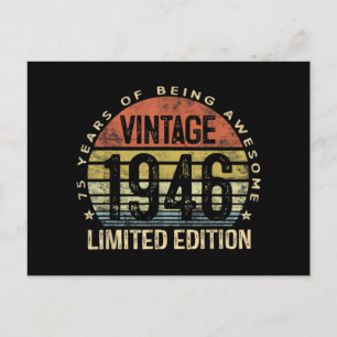 75 Jahre alte Geschenke Vintage 1946 Geburtstag Feiertagspostkarte