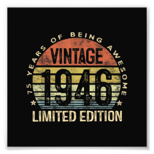 75 Jahre alte Geschenke Vintage 1946 Geburtstag Fotodruck