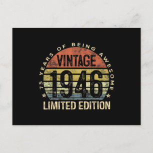 75 Jahre alte Geschenke Vintage 1946 Geburtstag Postkarte