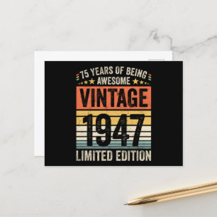 75 Jahre Awesome Vintage 1947 Postkarte
