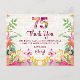 75 Jahre Blume Blumenhandtücher 75. Geburtstag Dan Postkarte