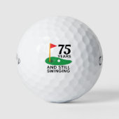 75 Jahre und immer noch schwingend sonnig 75. Gebu Golfball (Vorderseite)