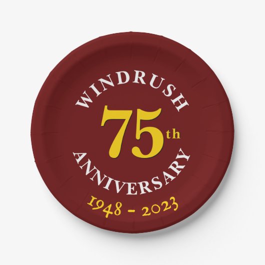 75 Jahre Windrush Generation Pappteller (Vorderseite)