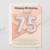 75-jährige Mädchen Happy Birthday Card (Rückseite)