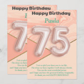 75-jährige Mädchen Happy Birthday Card (Vorne/Hinten)