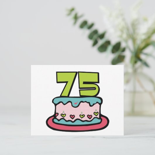 75-jähriger Geburtstagskuchen Postkarte (Stehend Vorderseite)