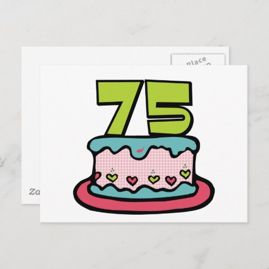 75-jähriger Geburtstagskuchen Postkarte (Vorne/Hinten)
