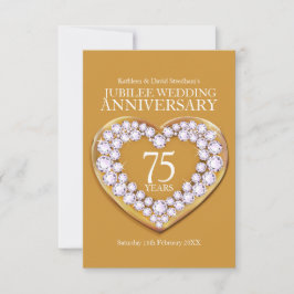 75. Jubilee Hochzeitstag Herzkarte RSVP Karte