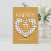 75. Jubilee Hochzeitstag Herzkarte RSVP Karte (Stehend Vorderseite)