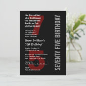 75. Modern Birthday Black Red Premium Paper V04 Einladung (Stehend Vorderseite)