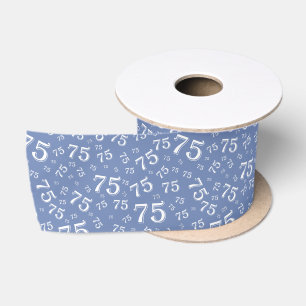 75. Modernes Muster zufälliger Zahlen Blau/Weiß Satinband