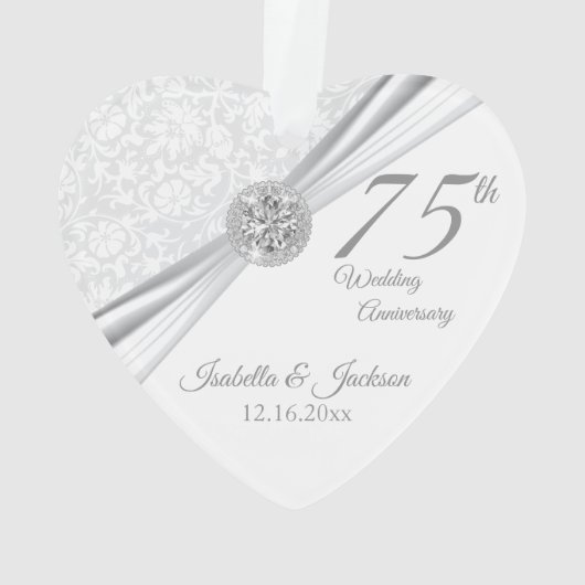 75. oder 60. Diamond Wedding Anniversary Keepake Ornament (Rückseite)