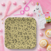 75. Party Random Number Pattern Black/Gold Pappteller (Party)