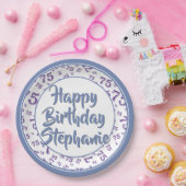 75. Party Random Number Pattern Blau/Weiß Pappteller (Party)