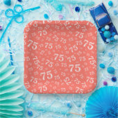 75. Party Random Number Pattern Coral/White Pappteller (Party)